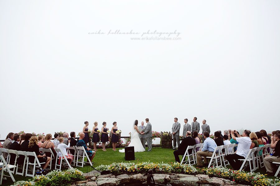 foggy castle in the clouds wedding ceremony