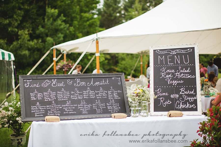 NH henniker country rustic wedding chalkboard menu