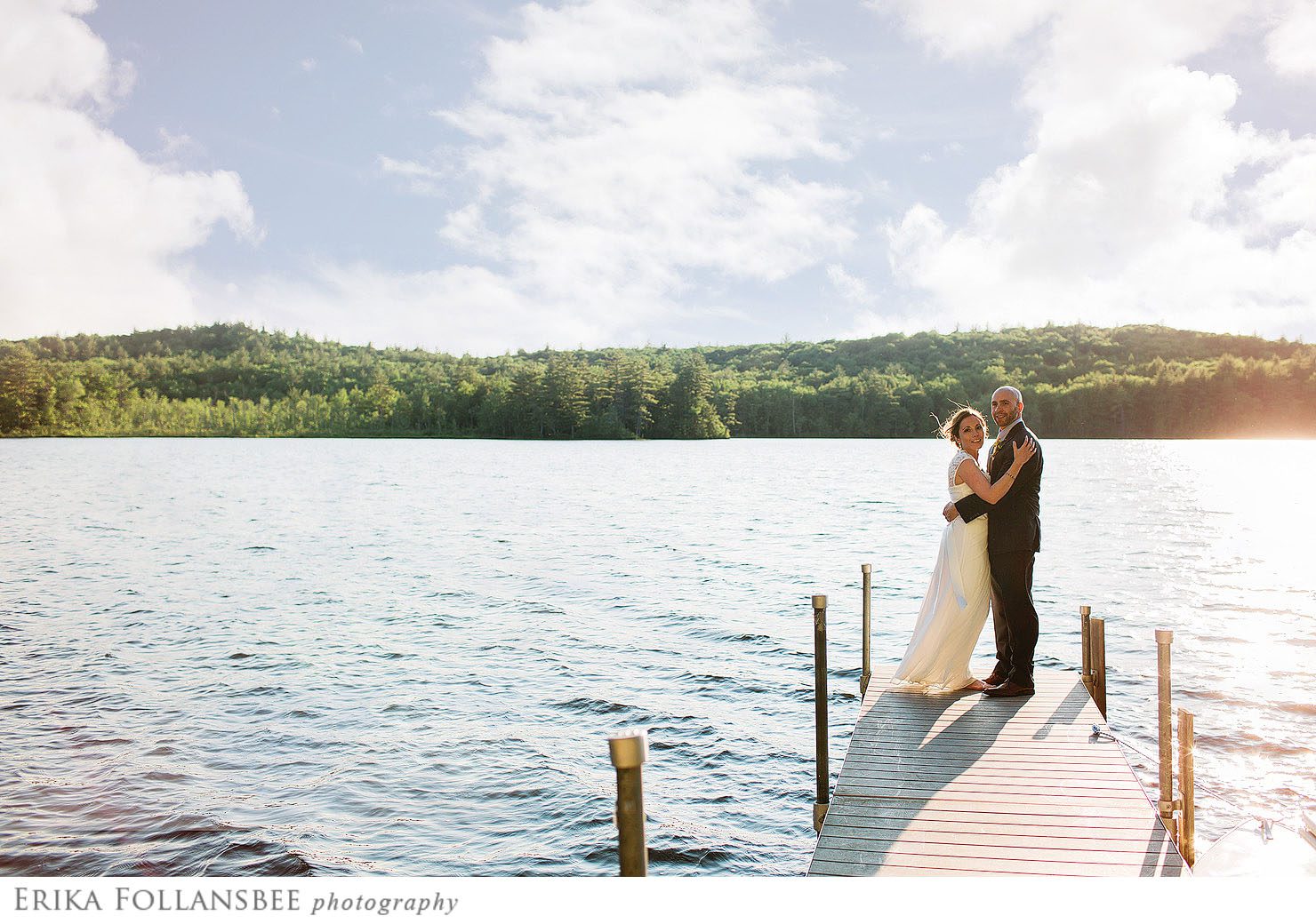 dunbarton gorham pond dock wedding photo