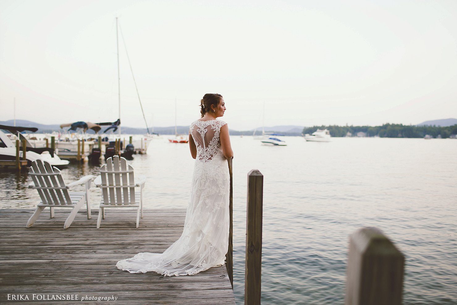 wolfeboro inn wedding bride on dock