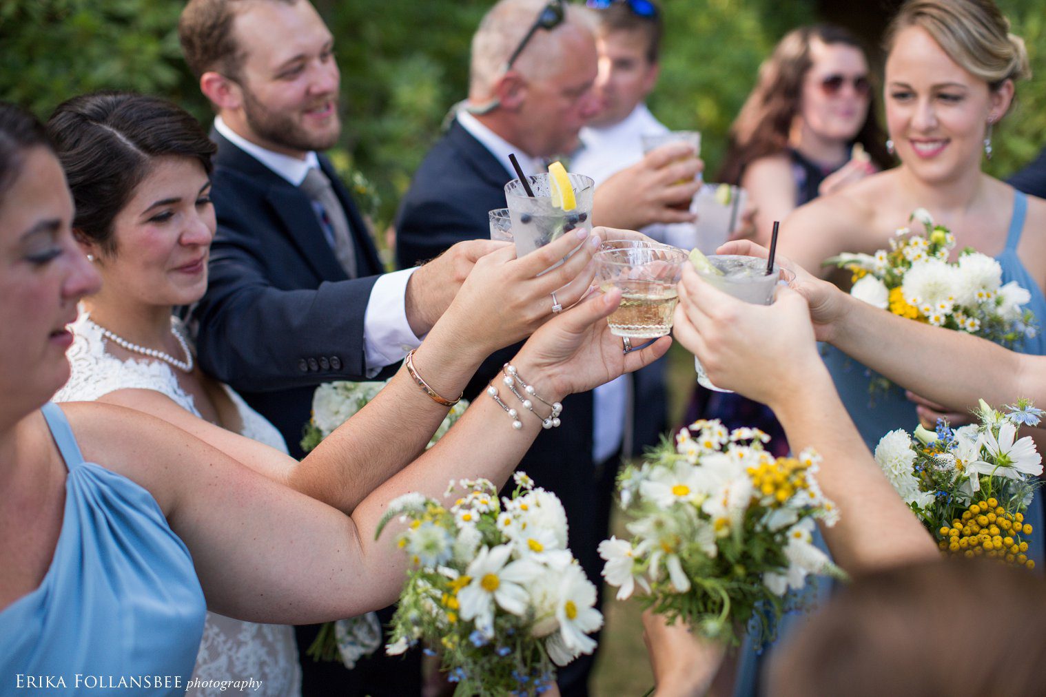 Bridal Party Celebrates after the ceremony | The Fells, NH