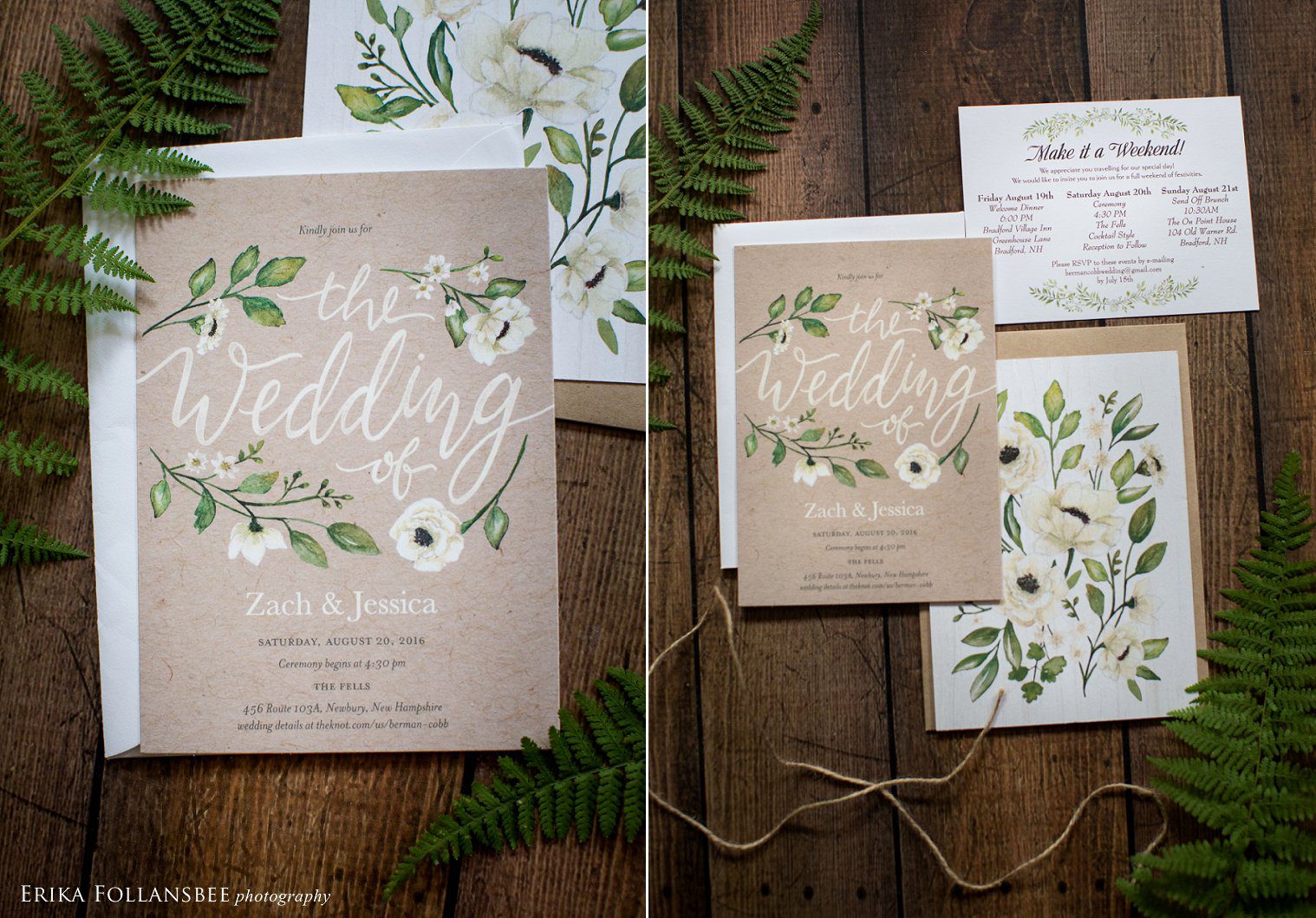 Garden style rustic wedding invitations