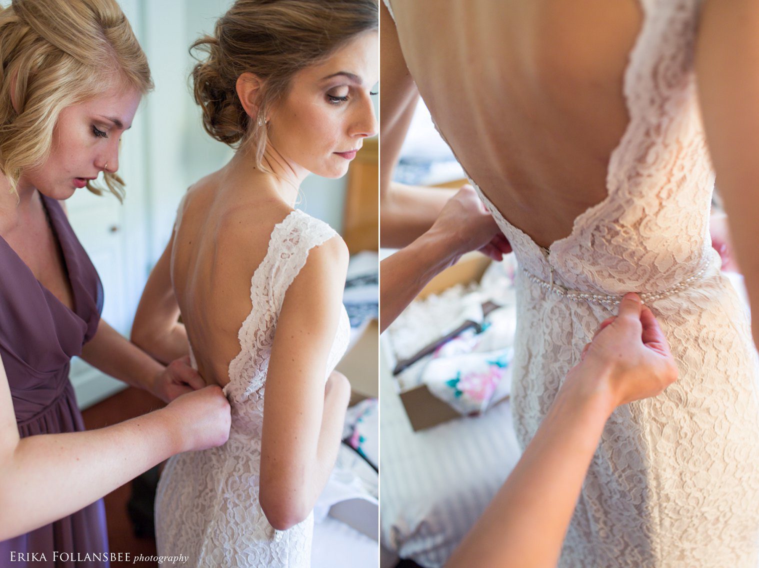 Bride Gets dressed at Loon Mountain