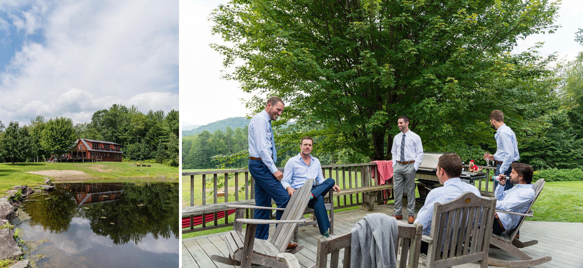 Groom getting ready at AirBnb in Chester VT