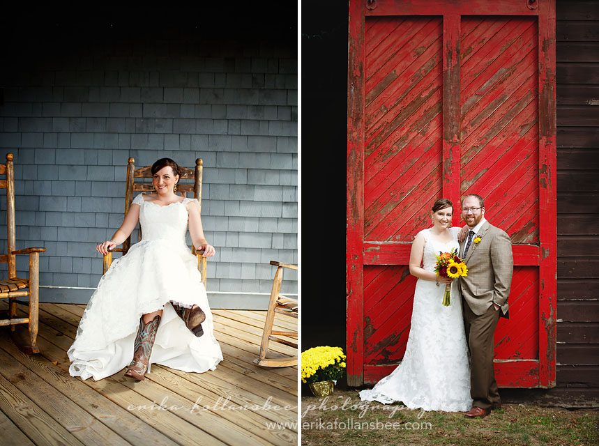 geneva point center NH wedding photos bride in boots barn door