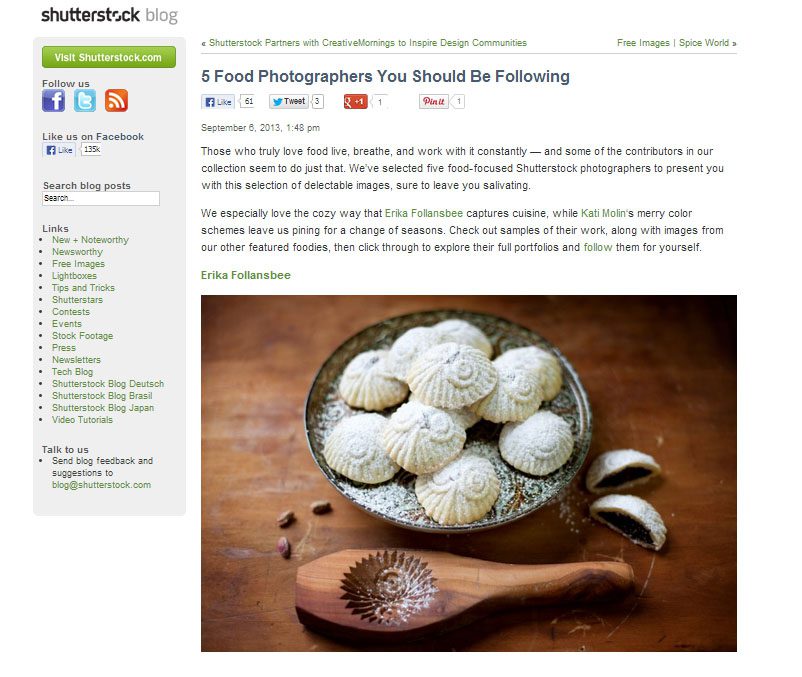 featured on shutterstock blog for food photography