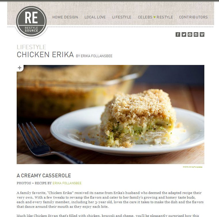Featured on RestyleSource Chicken Erika recipe