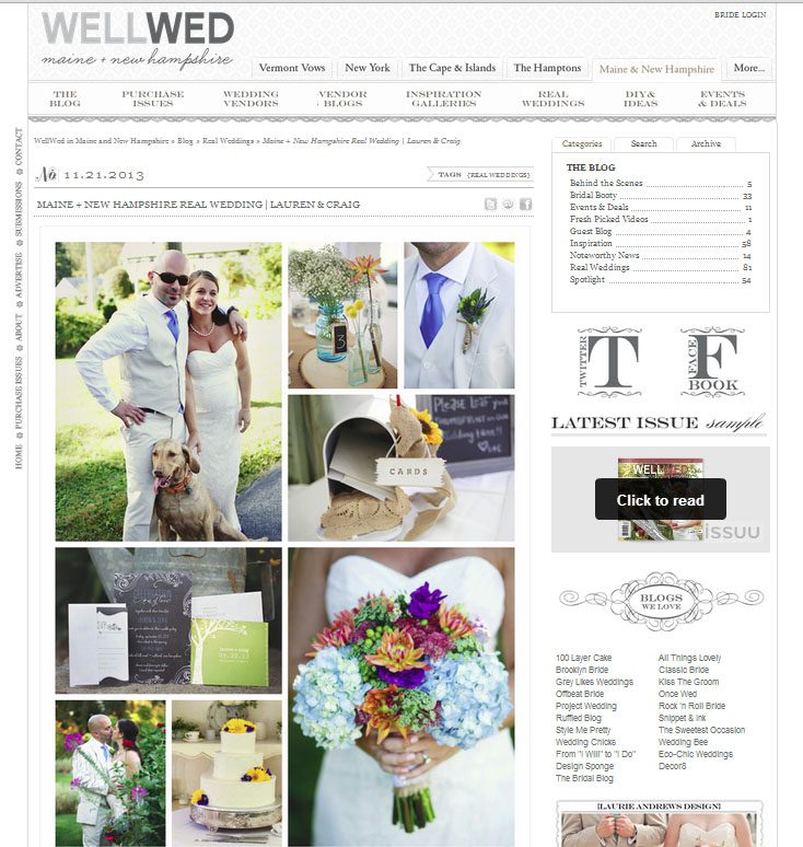Featured on WellWed Maine + New Hampshire website