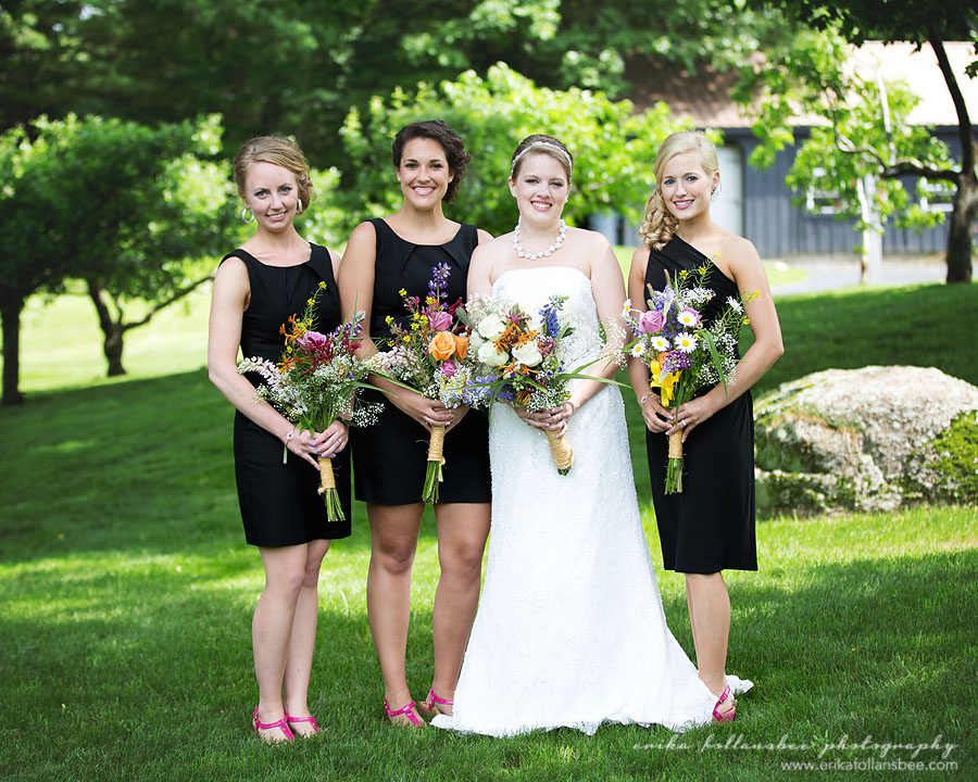 NH wedding bridesmaids wildflower bouquets