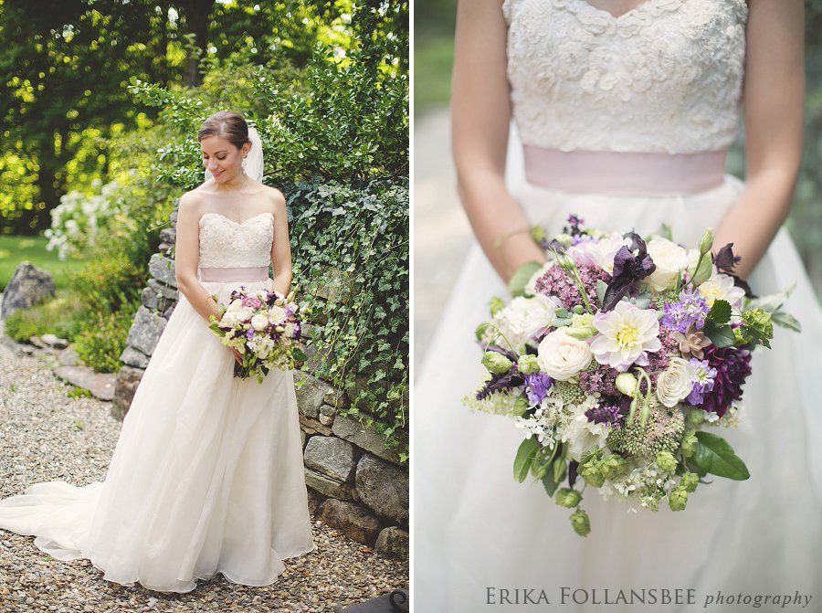 Bridal portraits. Watters gown with lavender sash.
