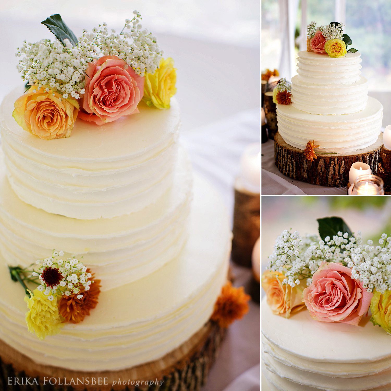 Meadow Wind B&B | Rough Frosted Rustic Wedding Cake | Lou's Restaurant
