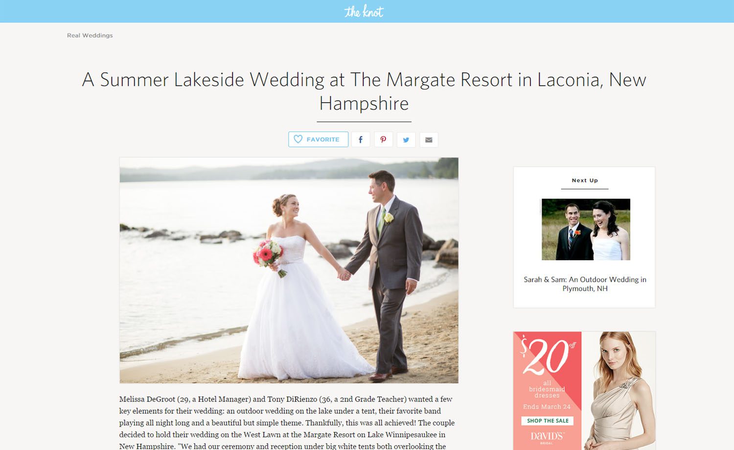 Margate Resort NH Wedding Featured on The Knot