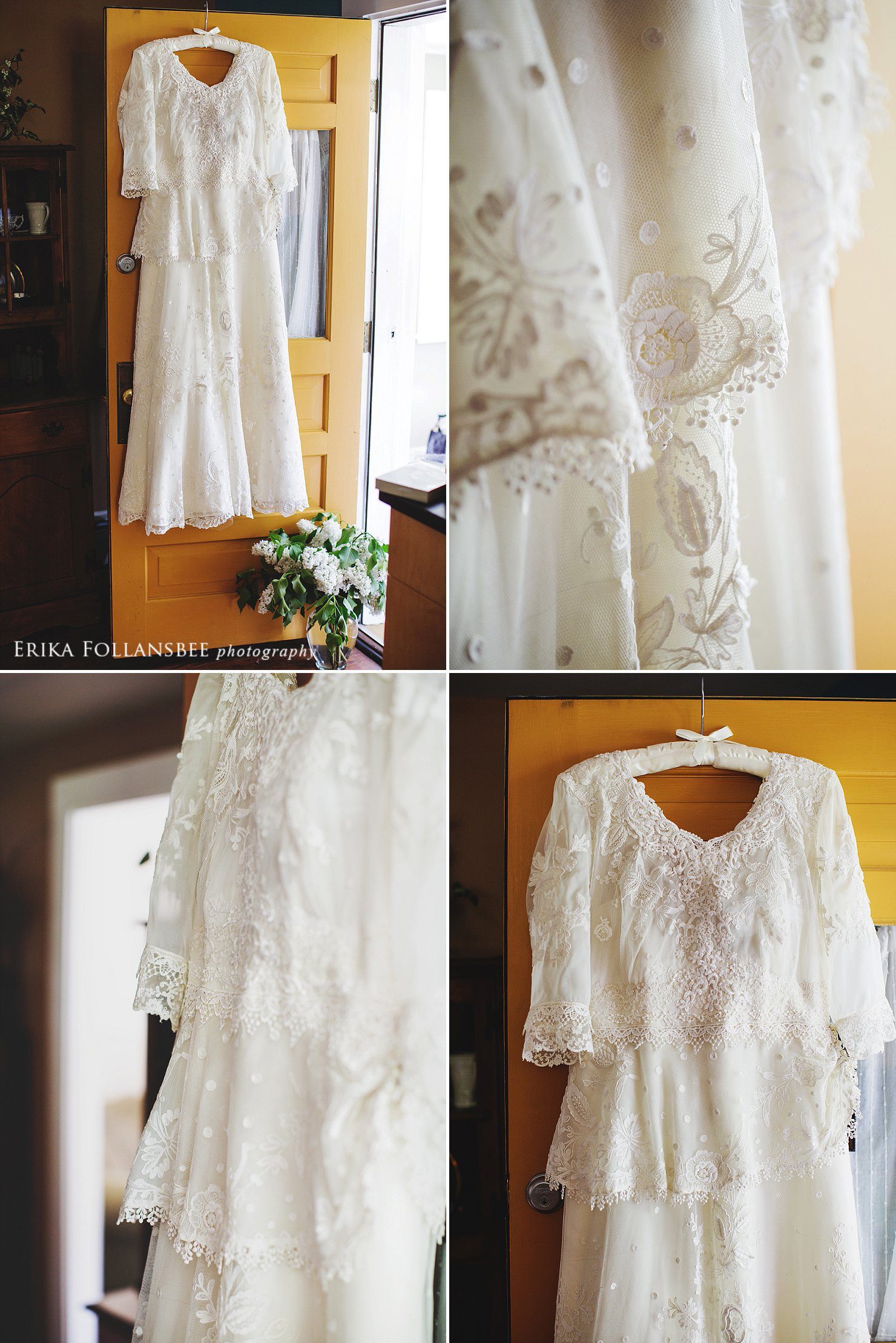 vintage style wedding gown made of antique lace from 1900