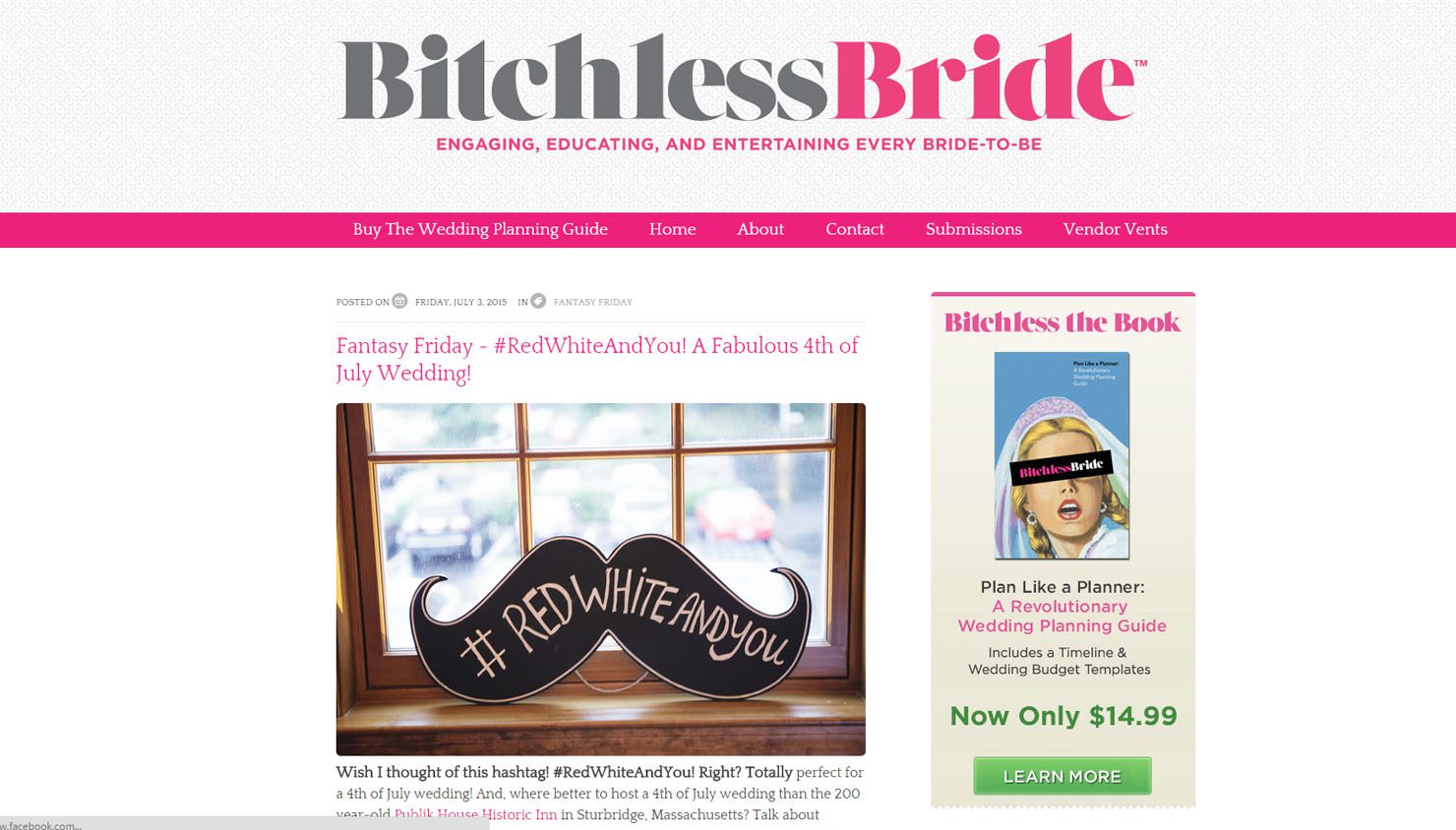 July 4th wedding featured on Bitchless Bride