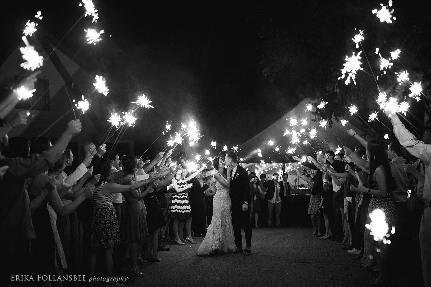 NH Wedding Photography | sparkler exit