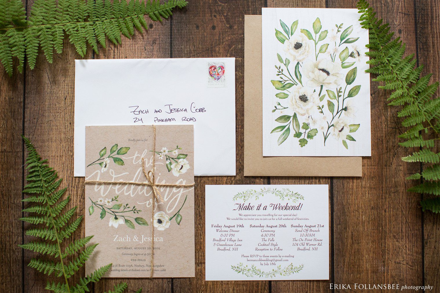 Garden style rustic wedding invitations