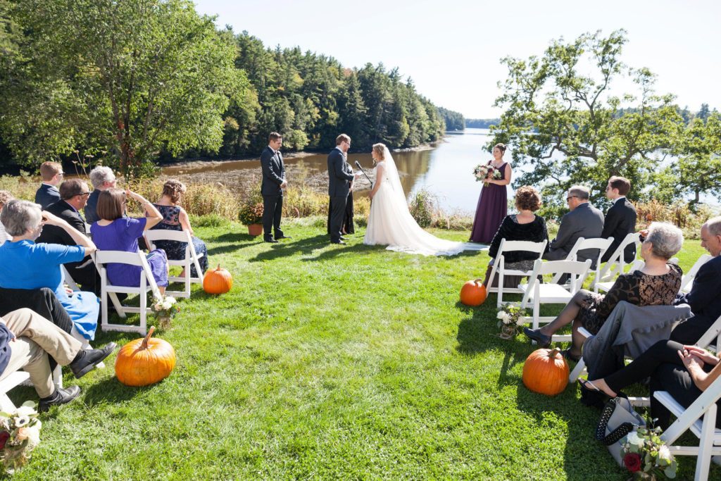Fall outdoor wedding at Hamilton House in Maine
