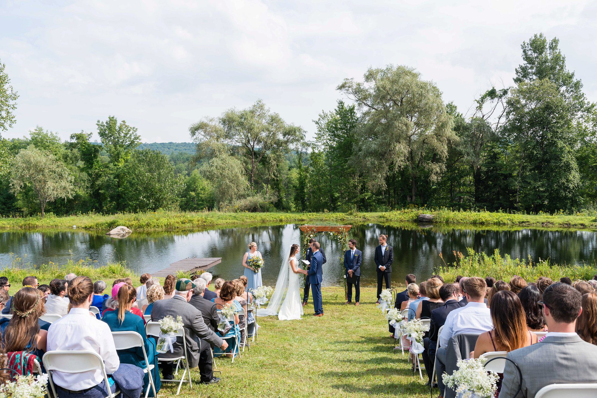 Backyard farm ceremony vermont wedding