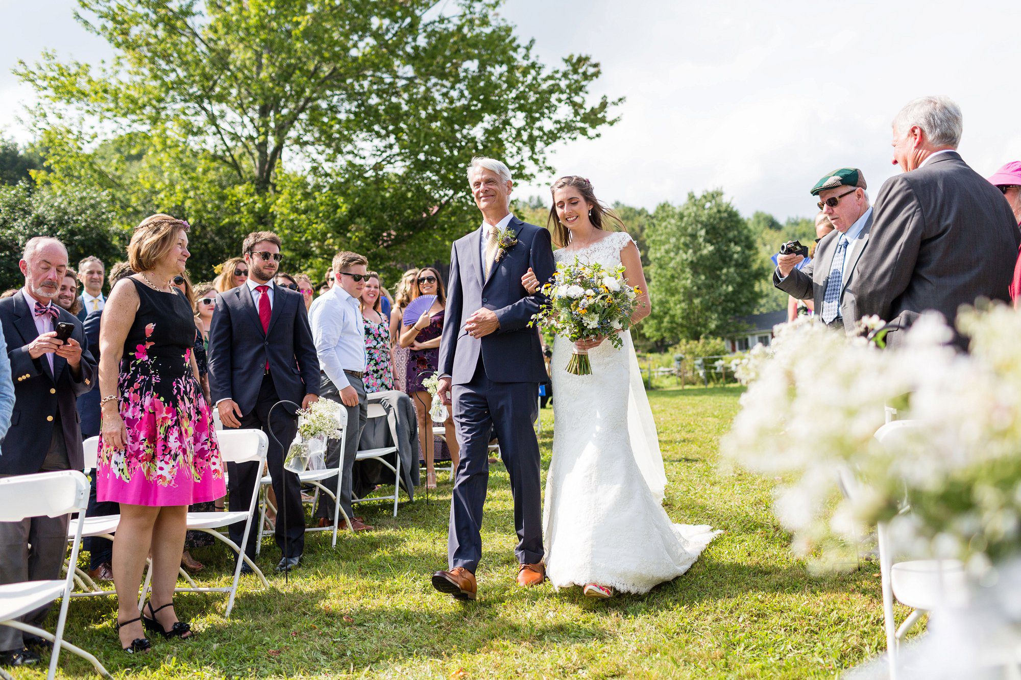 Backyard farm ceremony vermont wedding