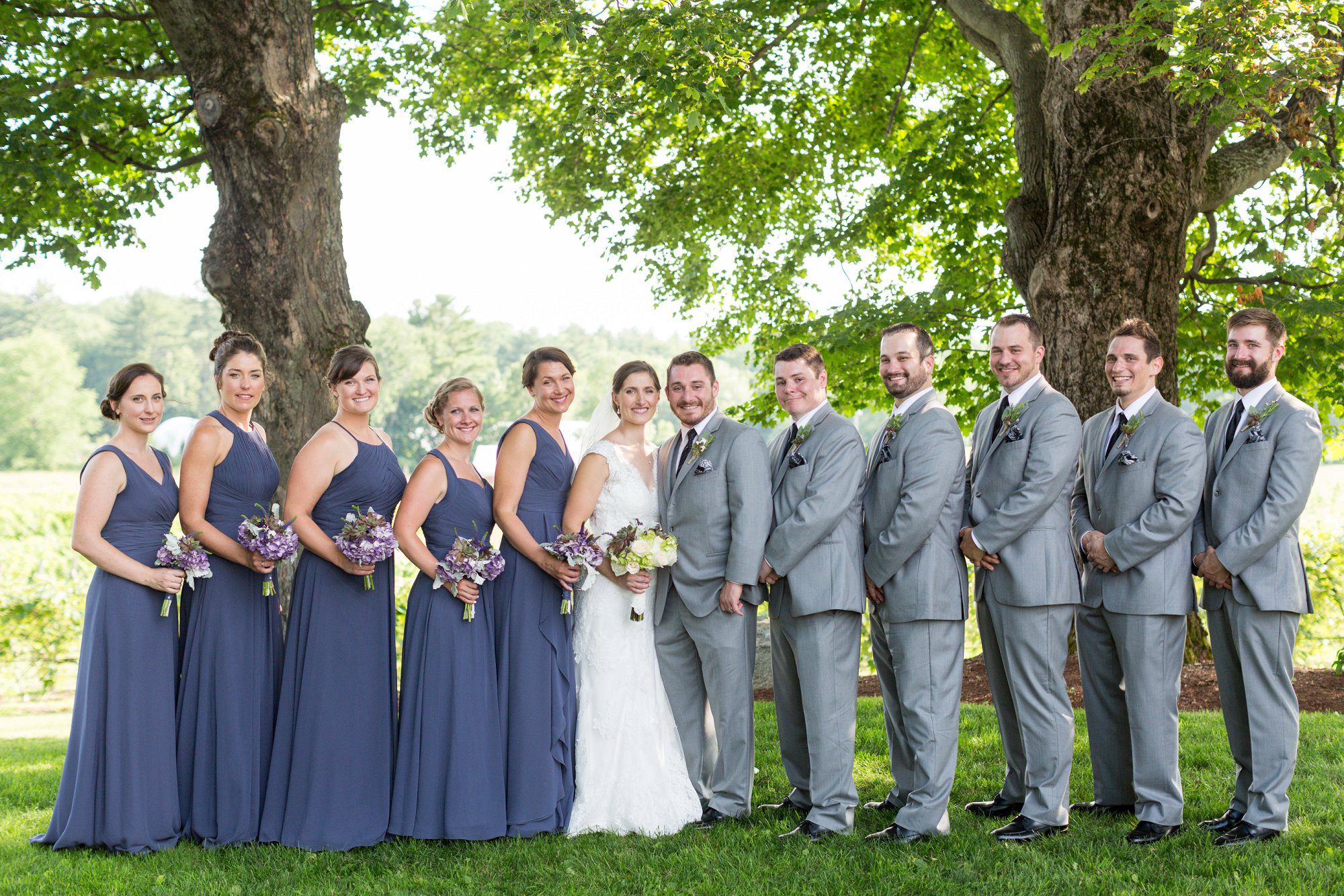Bridal party portraits at Flag Hill Winery, Lee NH | New Hampshire Wedding Photographer