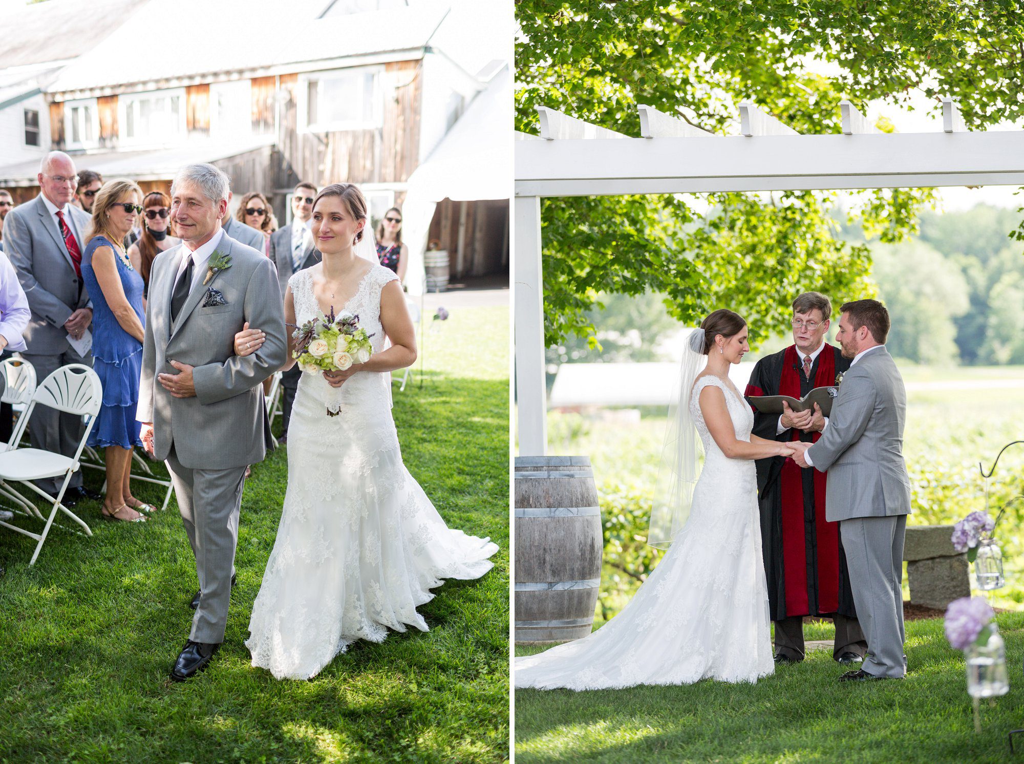 Wedding ceremony at Flag Hill Winery in Lee, NH