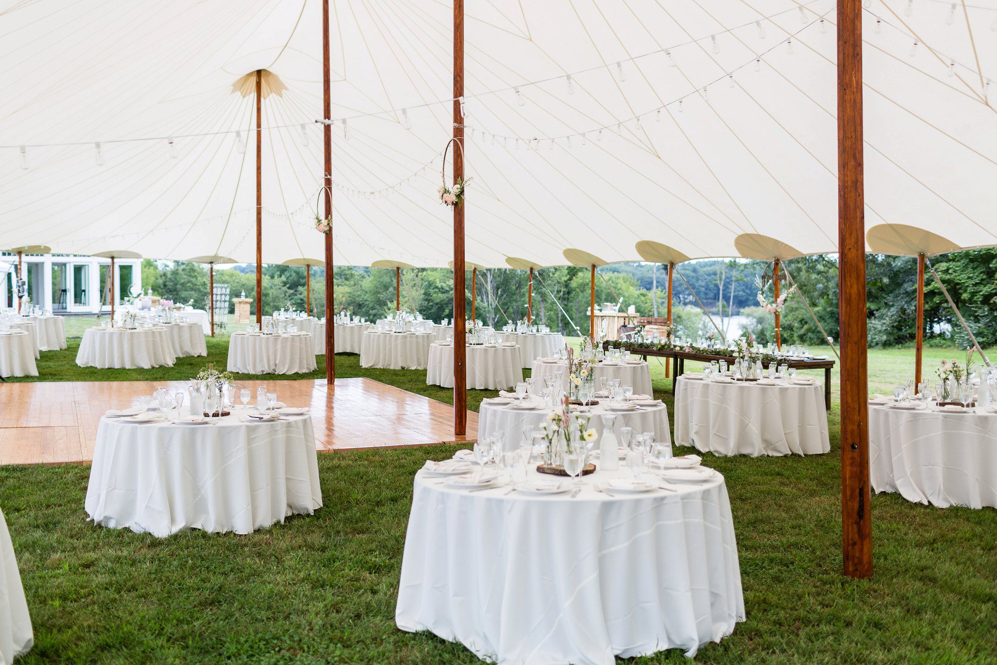 Tented wedding reception in Dover, NH