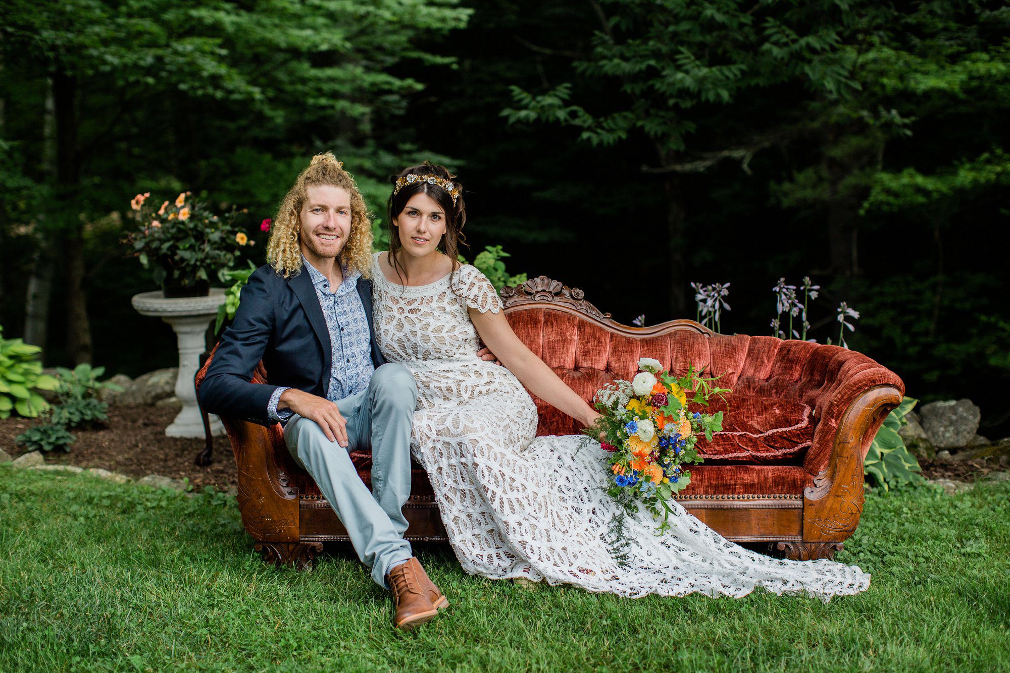 Bohemian style outdoor wedding | Meredith NH