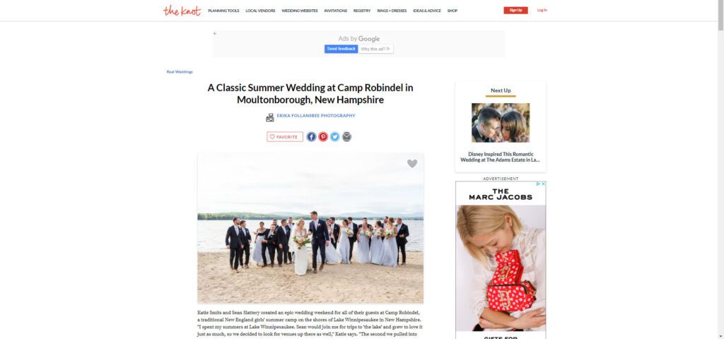 As Seen On The Knot | Camp Robindel | Erika Follansbee Published Photographer