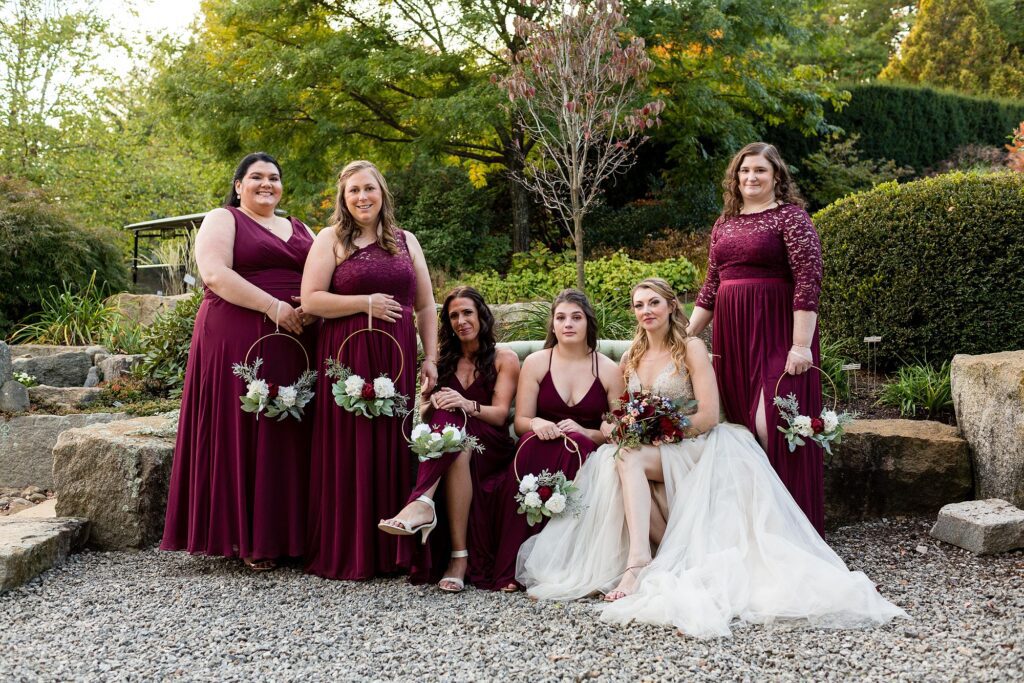Bridesmaids at the Gardens at Uncanoonuc in Goffstown NH