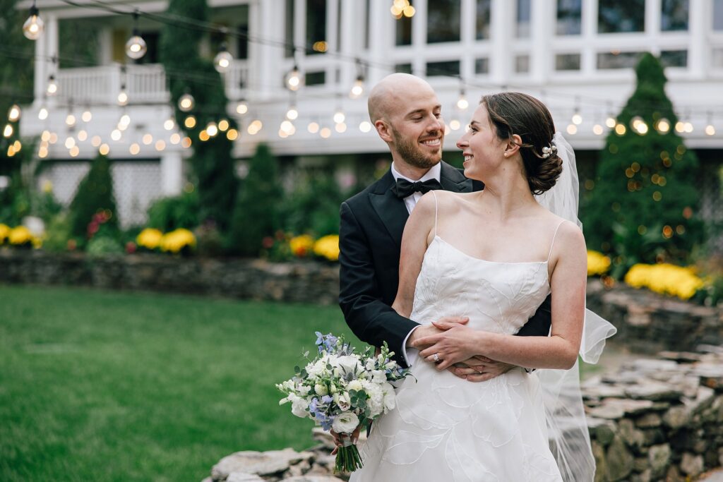 Bistro Lights in the Courtyard at Bedford Village Inn | NH Wedding